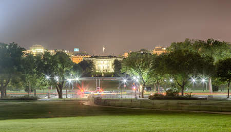 September 10, 2017, Washington, DC, USA: The White House is seen from the National Mall with lights aglow from all sides.のeditorial素材