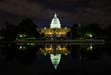 September 12, 2017, Washington, DC, USA: The United States Capital at night during the Trump Administration.のeditorial素材