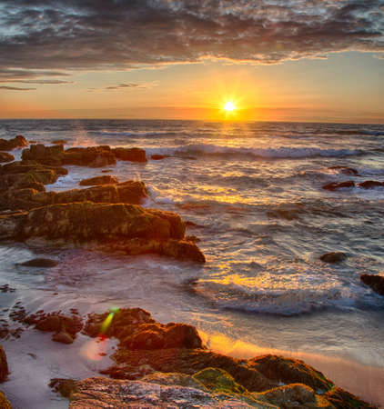 A landscape of the Pacfic Ocean along the famous 17 Mile Drive near Pebble Beach, California.の写真素材