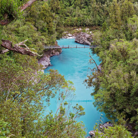 Hokitika river gorge known for its turquoise water, west coast, New Zealandの写真素材