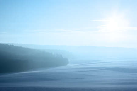 Cold snowy winter landscape in Germany.の写真素材