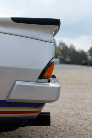 NORDLINGEN, GERMANY - APRIL 29, 2017: Opel Manta i200 oldtimer car at the MotoTechnika oldtimer meeting on April 29, 2017 in Nordlingen, Germany. Rear side view.のeditorial素材