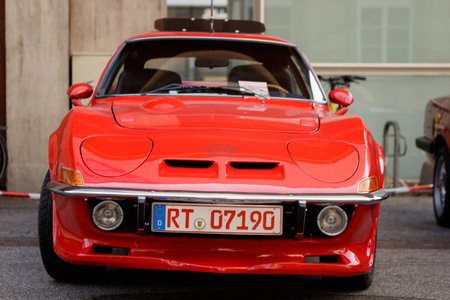 Reutlingen, Germany - August 20, 2017: 1969 Opel GT oldtimer car at the Reutlinger Oldtimertag event on August 20, 2017 in Reutlingen, Germany.のeditorial素材