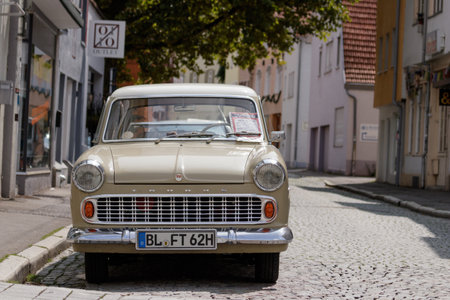 Reutlingen, Germany - August 20, 2017: 1962 Ford Taunus 12M oldtimer car at the Reutlinger Oldtimertag event on August 20, 2017 in Reutlingen, Germany.のeditorial素材