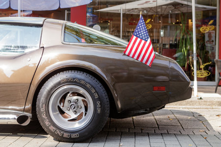 Laupheim, Germany - September 24, 2017: Chevrolet Corvette oldtimer car at the US Car Meeting event on September 24, 2017 in Laupheim, Germany.のeditorial素材