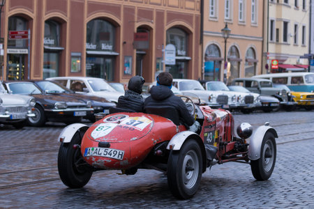 Augsburg, Germany - October 1, 2017: 1949 Allard M-Type oldtimer car at the Fuggerstadt Classic 2017 Oldtimer Rallye on October 1, 2017 in Augsburg, Germany.のeditorial素材