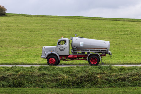 Augsburg, Germany - October 1, 2017: Mercedes-Benz oldtimer truck at the Fuggerstadt Classic 2017 Oldtimer Rallye on October 1, 2017 in Augsburg, Germany.のeditorial素材