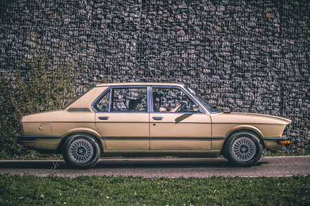 Ludwigsburg, Germany - April 8, 2018: BMW oldtimer car at the 2018 Retro Season Opener meeting and show.のeditorial素材