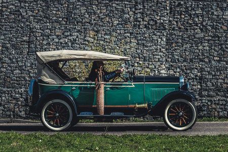 Ludwigsburg, Germany - April 8, 2018: Oldtimer car at the 2018 Retro Season Opener meeting and show.のeditorial素材