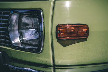 Ludwigsburg, Germany - April 8, 2018: Detail of a Wartburg 353 oldtimer car at the 2018 Retro Season...