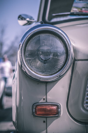 Ludwigsburg, Germany - April 8, 2018: Detail of a Trabant 601 oldtimer car at the 2018 Retro Season Opener meeting and show.のeditorial素材