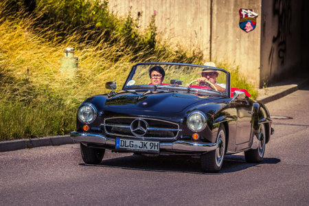 Heidenheim, Germany - July 8, 2018: Mercedes-Benz cabrio at the 2. Oldtimer day in Heidenheim an der...