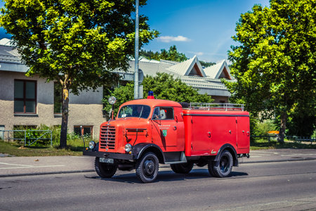 Heidenheim, Germany - July 8, 2018: Borgward fire engine at the 2. Oldtimer day in Heidenheim an der Brenz, Germany.のeditorial素材