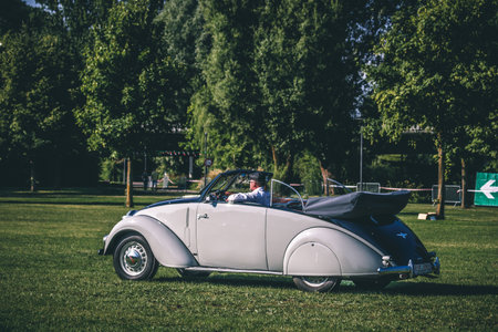 Heidenheim, Germany - July 8, 2018: 1940 Adler T10 Karmann Cabriolet at the 2. Oldtimer day in Heidenheim an der Brenz, Germany.のeditorial素材