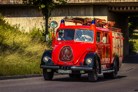 Heidenheim, Germany - July 8, 2018: Magirus Deutz Fire engine at the 2. Oldtimer day in Heidenheim an der Brenz, Germany.のeditorial素材