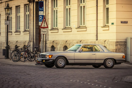 Augsburg, Germany - September 30, 2018: Mercedes-Benz 380 SLC oldtimer car at the Fuggerstadt Classic 2018 Oldtimer Rallye.のeditorial素材