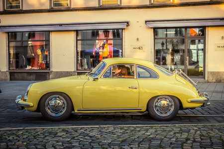 Augsburg, Germany - September 30, 2018: Porsche 356 oldtimer car at the Fuggerstadt Classic 2018 Oldtimer Rallye.のeditorial素材