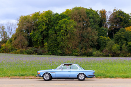 Heidenheim, Germany - October 3, 2021: BMW E9 3.0 CSi german oldtimer vintage luxury car on a...