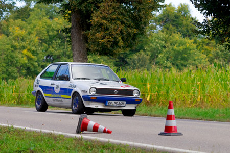 Heubach, Germany - September 19, 2021: 1983 Volkswagen Polo II 86C german oldtimer sports racing car.のeditorial素材