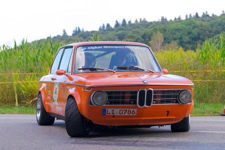 Heubach, Germany - September 19, 2021: 1972 BMW 1802 german oldtimer sports racing car.のeditorial素材
