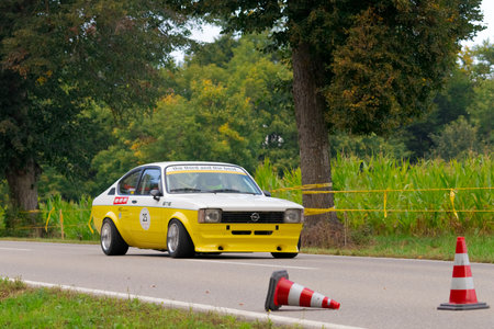 Heubach, Germany - September 19, 2021: 1977 Opel Kadett C GT/E german oldtimer sports racing car.のeditorial素材