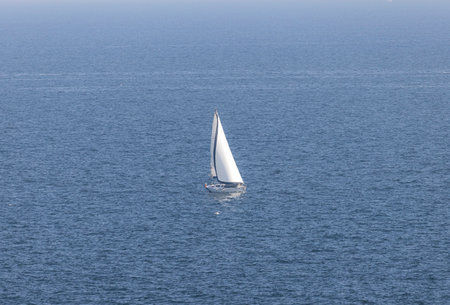 Sailboat in the sea.Yacht and beautiful seascape.