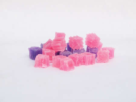 Thai dessert, Colorful crispy jelly with white backgroundの写真素材