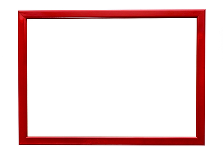 Wooden red picture frame isolated on white background. High resolution photo.の写真素材