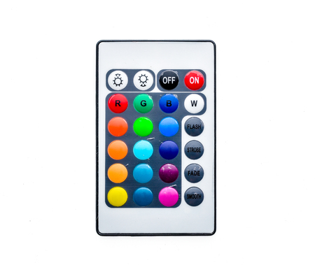 Infrared remote control keyboard for home LED lighting. Isolated on white background. Studio photography.の写真素材