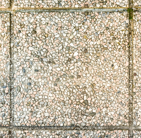 Old outdoor pavement slabs or concrete stone plates. Paving or flooring material.の写真素材