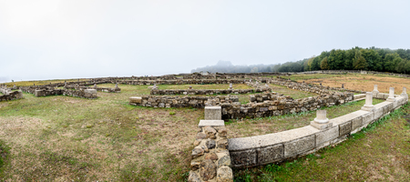 Aquis Querquennis ruins of the Roman settlement Aquis Querquennis. Remains and ruins of roman military camp along the Via Nova Romana - roman road connecting Braga Portugal and Astorga Spain.のeditorial素材