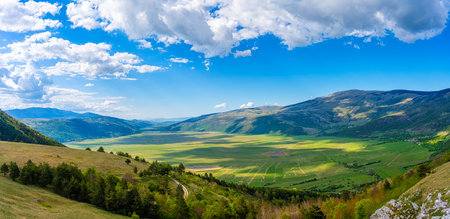Panoramic photo of GlamoÄko polje in Bosnia and Herzegovina.の写真素材
