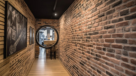 modern brick wall interior decor and sign, generative aiの素材