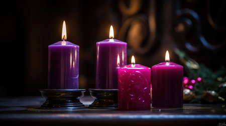 Advent Candles In Church, generative aiの素材