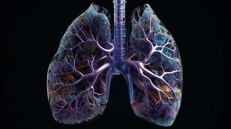 Lungs - Part of Human Organic, 3D illustration, generative aiの素材