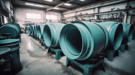 Production industry equipment at manufacture background, Generative aiの素材