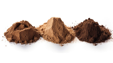 Set of coffee powder isolated on white, generative aiの素材