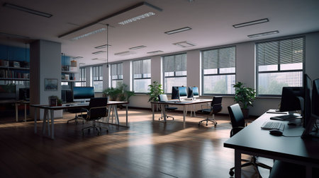 Modern office interior, AI Generativeの素材