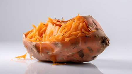 Baked sweet potato on white background, AI Generativeの素材