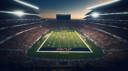 stadium and football players, 3d rendering, above view. AI Generativeの素材