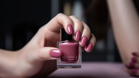 Manicure nail paint pink color. AI Generativeの素材