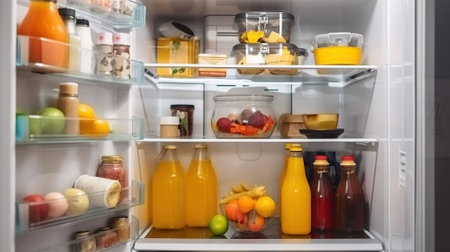 Refrigerator with different products, AI Generativeの素材