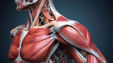 Human anatomy detail of shoulder. AI Generativeの素材