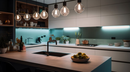 Function and Fashion, Balancing Practicality and Style in Your Modern Kitchen. AI Generativeの素材
