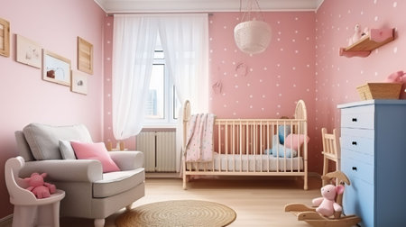 Beautiful interior of baby room, AI Generativeの素材