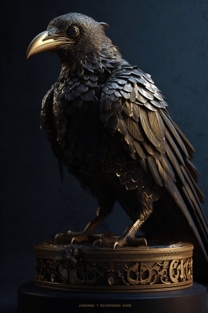 The Enchanting Golden Raven, A Mesmerizing Masterpiece, Generative AIの素材