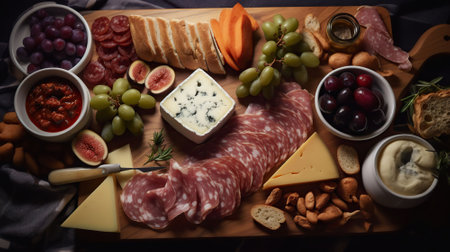 A delicious charcuterie spread. Generative AIの素材