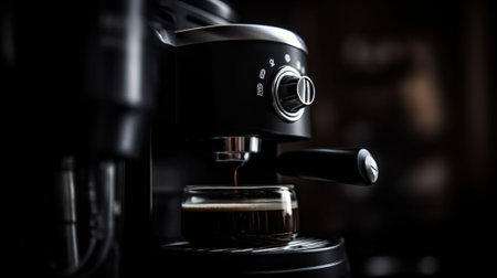 Black coffee morning on coffee maker. Generative AIの素材