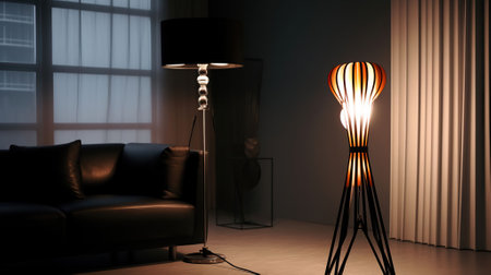 Contemporary modern design large floor standing lamp. Generative AIの素材