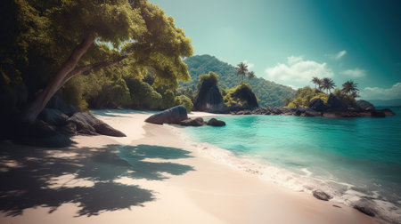 Amazing and beautiful tropical beaches in the summer season, Generative AIの素材